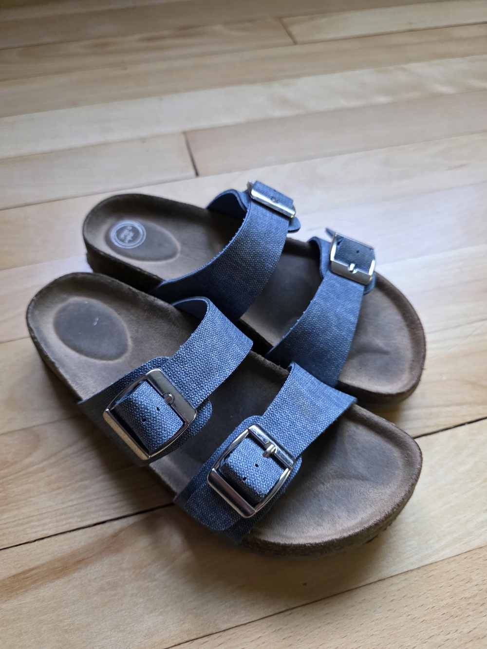 wonder nation Navy Double-Buckle Slide Sandals